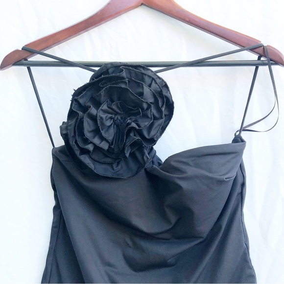 ZARA | NWT ASYMMETRICAL FLORAL ROSETTE SWIMSUIT ONE-PIECE IN BLACK XL - Picture 6 of 10